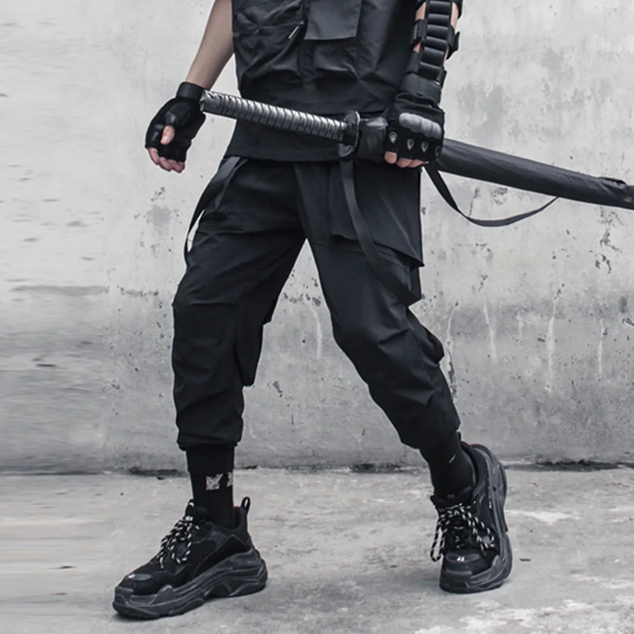 WLS Functional Pleated Ribbons Cargo Pants