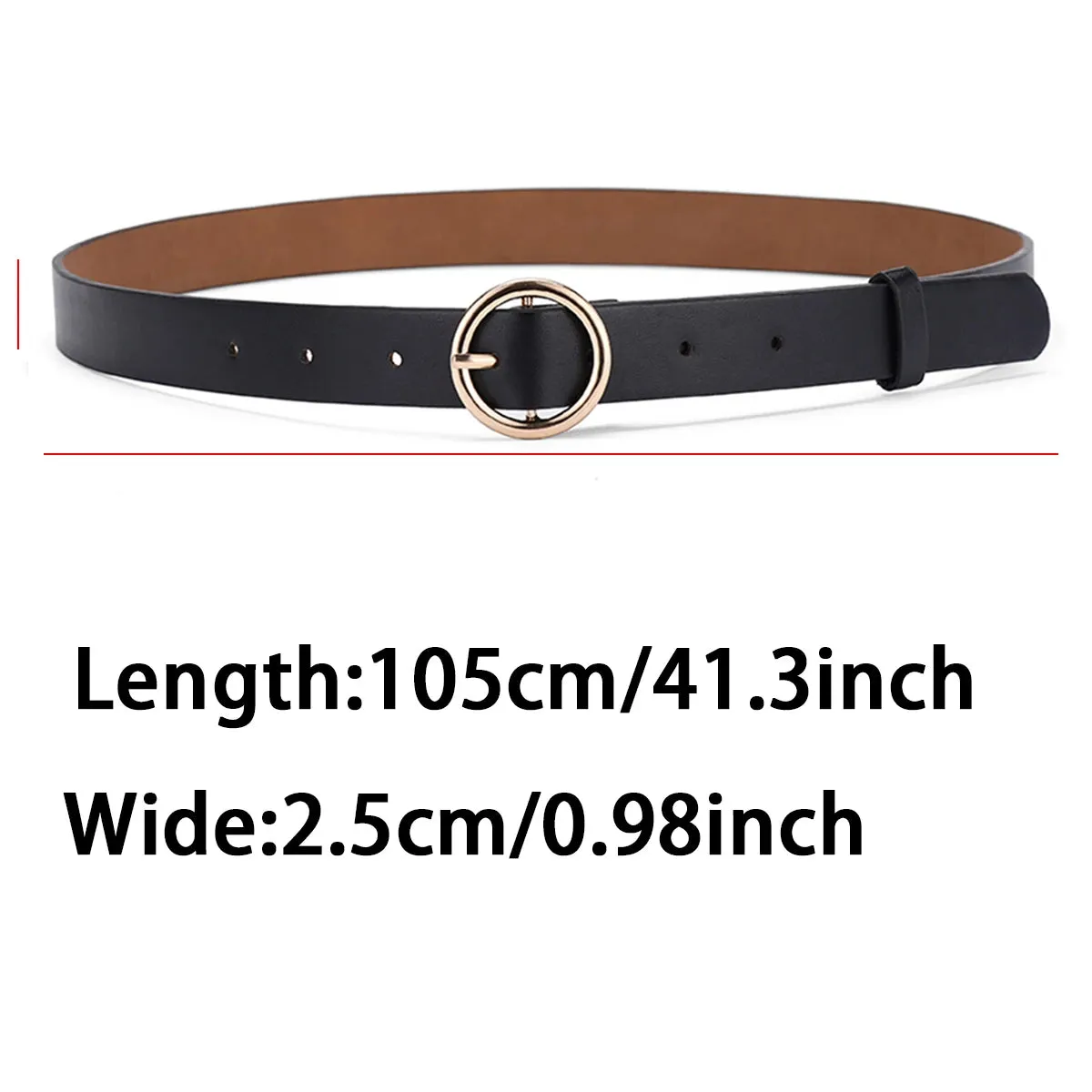 Women'S Belt Fashionable Round Buckle Belt With Jeans Cargo Pants Skirt Thin Belt Soft Pu Belt Cheap Belt New