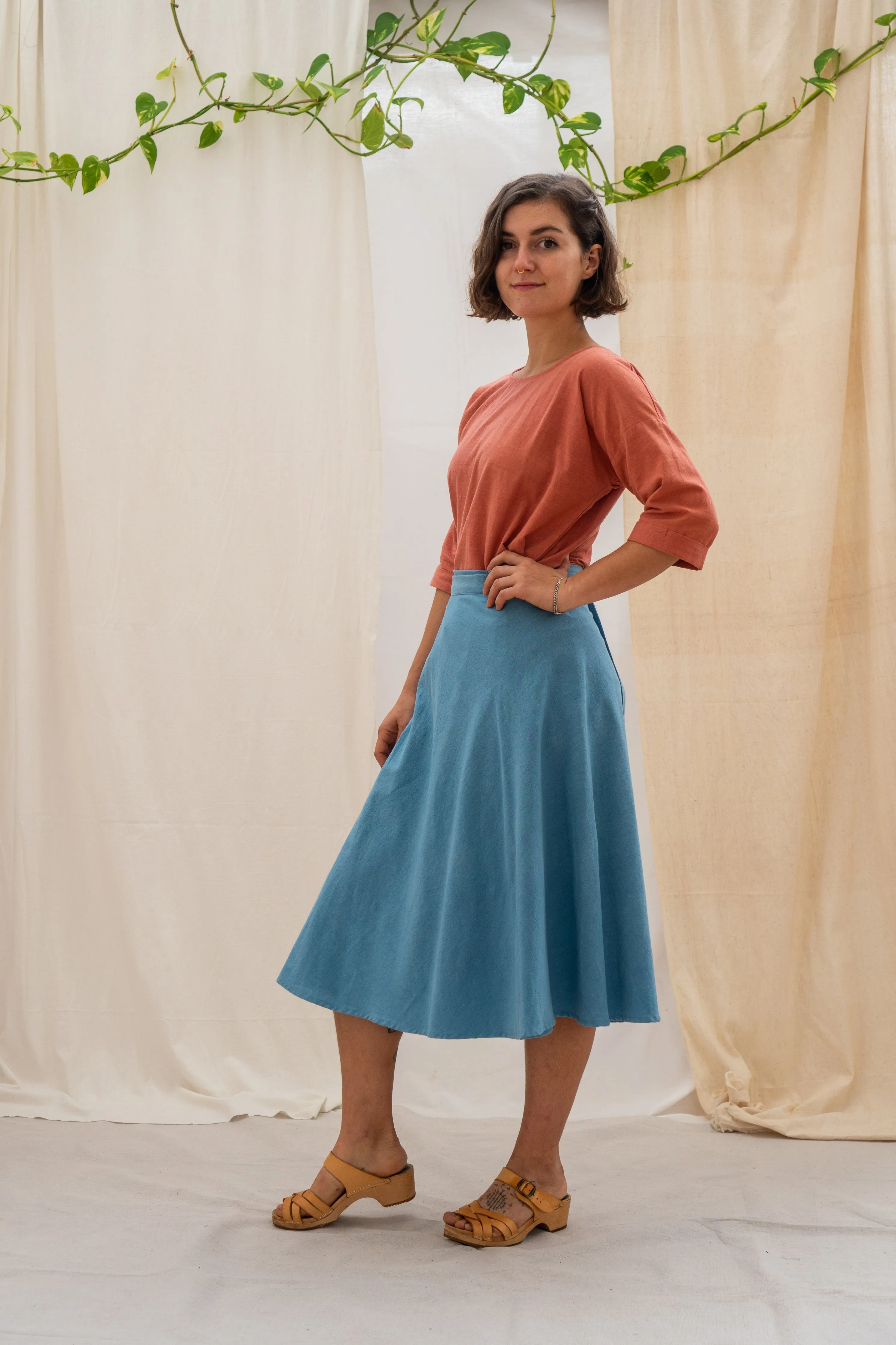 Wrap Midi Skirt - Sky