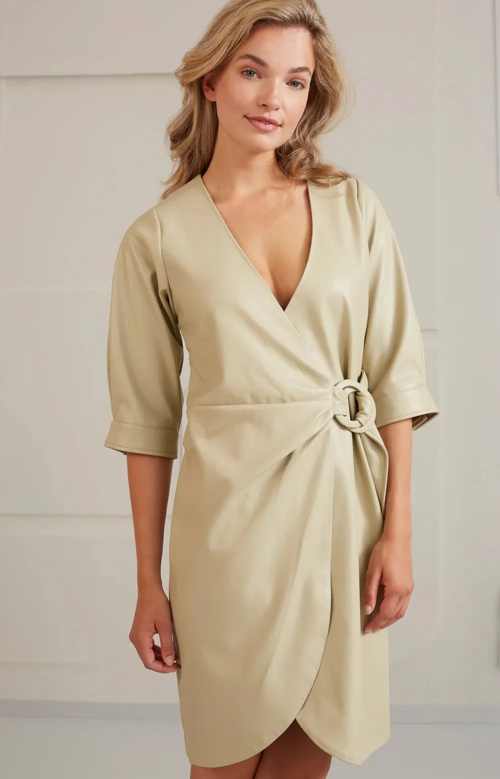 YAYA Eucalyptus Green Wrap Dress