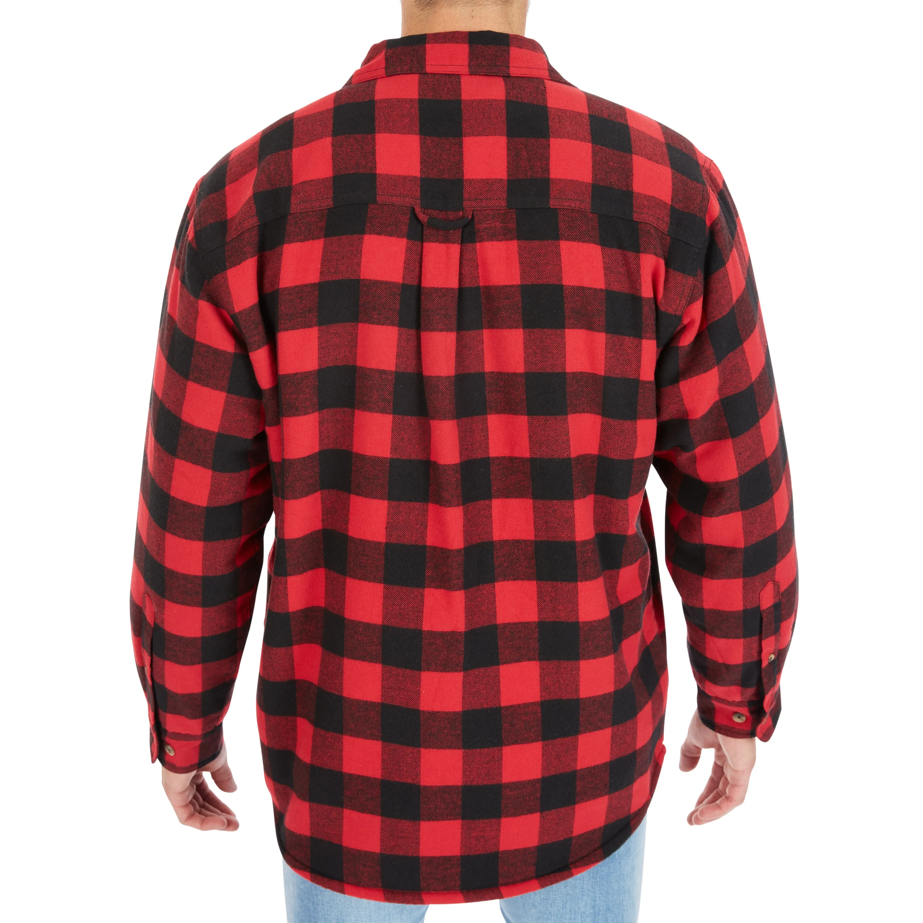 ZIP-FRONT SHERPA-LINED FLANNEL SHIRT JACKET