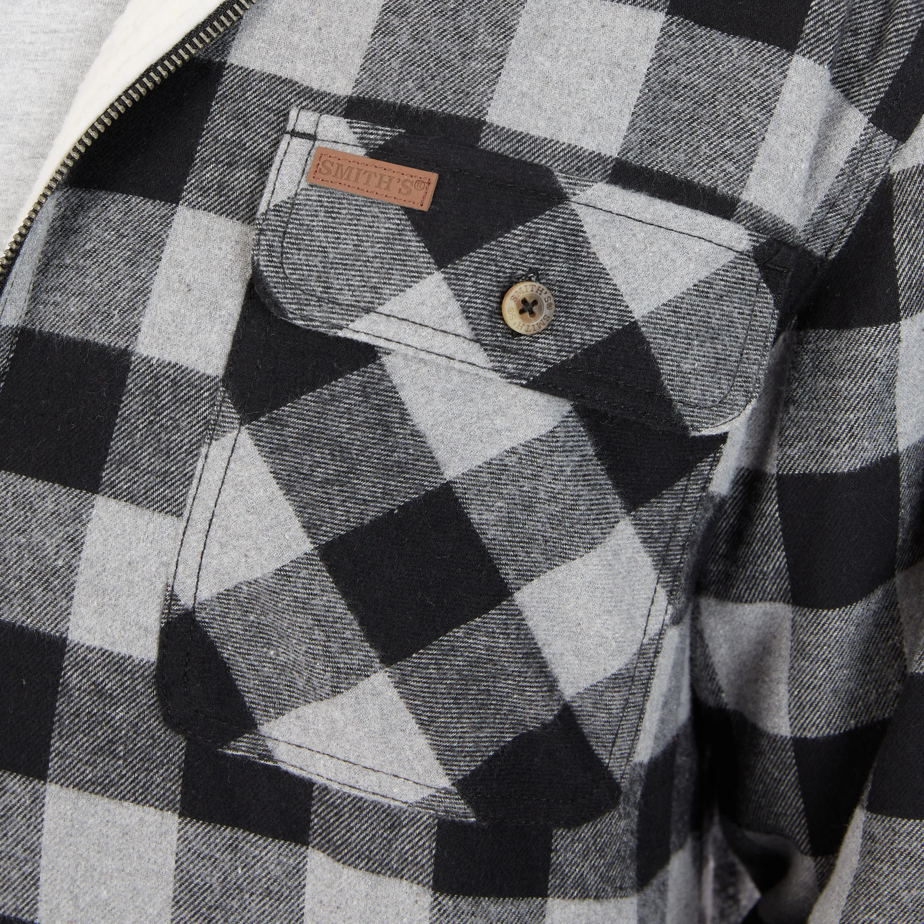 ZIP-FRONT SHERPA-LINED FLANNEL SHIRT JACKET